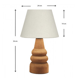 Φωτιστικό Επιτραπέζιο Lary Megapap e27 Υφασμάτινο - Ξύλινο Χρώμα Κρεμ - Καφέ Φ24x36εκ.