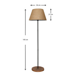 Φωτιστικό Δαπέδου Percy Megapap e27 Μεταλλικό - Υφασμάτινο Χρώμα Μαύρο - Καφέ Φ36x145εκ.