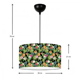 Φωτιστικό Οροφής Alamea Megapap e27 Υφασμάτινο Μονόφωτο Πολύχρωμο Floral Φ38x70εκ.