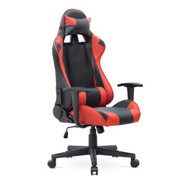 Καρέκλα Γραφείου Gaming Alonso Megapap από Τεχνόδερμα Χρώμα Κόκκινο - Μαύρο 67x70x125/135 εκ.