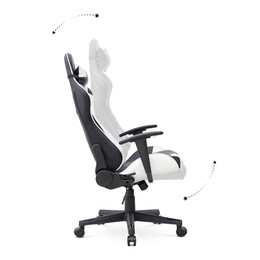 Καρέκλα Γραφείου Gaming Alonso Megapap από Τεχνόδερμα Χρώμα Λευκό - Μαύρο 67x70x125/135 εκ.