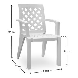 Πολυθρόνα Πολυπροπυλενίου Kira Megapap Χρώμα Λευκό 58x52x87εκ.