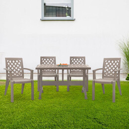 Σετ Τραπεζαρία Κήπου Callan Megapap 5τμχ Πολυπροπυλενίου Τραπέζι 120x70 - Πολυθρόνα Χρώμα Cappuccino S_gp046-0002,2+gp046-0004,2x4