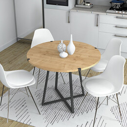 Τραπέζι Rubes Megapap Μεταλλικό - Μελαμίνης Χρώμα Sonoma - Ανθρακί 120x120x78εκ.