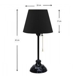 Φωτιστικό Επιτραπέζιο Vienna Megapap e27 Υφασμάτινο - Μεταλλικό Χρώμα Μαύρο Φ22x45εκ.