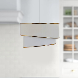 Φωτιστικό Οροφής Fanny Megapap e27 Υφασμάτινο Μονόφωτο Χρώμα Λευκό - Χρυσό Φ30x70εκ.