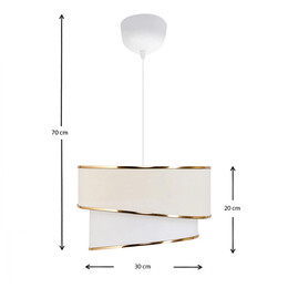 Φωτιστικό Οροφής Fanny Megapap e27 Υφασμάτινο Μονόφωτο Χρώμα Λευκό - Χρυσό Φ30x70εκ.
