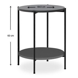 Βοηθητικό Τραπεζάκι Argento Megapap Μεταλλικό - Μελαμίνης Χρώμα Ανθρακί 43x43x60εκ.