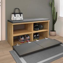 Παπουτσοθήκη Μελαμίνης Twain Megapap 8 Ζευγών Χρώμα Sapphire oak - Ανθρακί 80x35x42εκ.