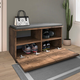 Παπουτσοθήκη Μελαμίνης Twain Megapap 8 Ζευγών Χρώμα Καπνιστή Καρυδιά 80x35x42εκ.