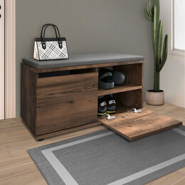 Παπουτσοθήκη Μελαμίνης Twain Megapap 8 Ζευγών Χρώμα Καπνιστή Καρυδιά 80x35x42εκ.