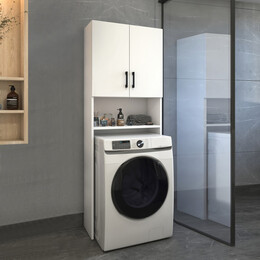 Έπιπλο Πλυντηρίου Holton Megapap από Μελαμίνη Χρώμα Λευκό 65,5x30x180εκ.