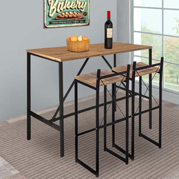 Τραπέζι Μπαρ - Stand Crego Megapap Μεταλλικό - Μελαμίνης Χρώμα Pine oak - Μαύρο 100x45x89εκ.