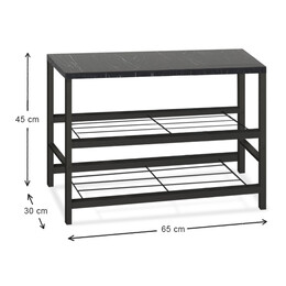 Παπουτσοθήκη Dalia Megapap 6 Ζευγών Μεταλλική - Μελαμίνης Χρώμα Μαύρο εφέ Μαρμάρου 65x30x45εκ.