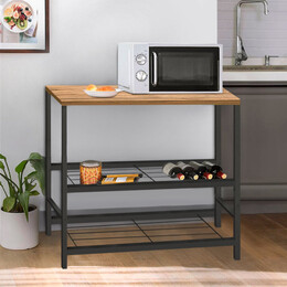 Βοηθητικό Τραπεζάκι για Φουρνάκι Mulligan Megapap Μεταλλικό - Μελαμίνης Χρώμα Μαύρο - Pine oak 80x40x80εκ.