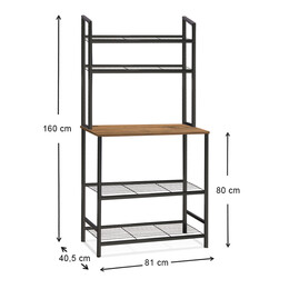 Έπιπλο Κουζίνας Mulligan Megapap Μεταλλικό - Μελαμίνης Χρώμα Μαύρο - Pine oak 81x40,5x160εκ.