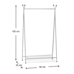 Επιδαπέδια Κρεμάστρα Shua Megapap Μεταλλική Χρώμα Λευκό 90x38x150εκ.