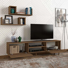 Έπιπλο Τηλεόρασης Seddra Megapap από Μελαμίνη Χρώμα Καρυδί 180x31,5x45εκ.