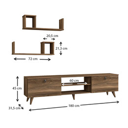 Έπιπλο Τηλεόρασης Seddra Megapap από Μελαμίνη Χρώμα Καρυδί 180x31,5x45εκ.