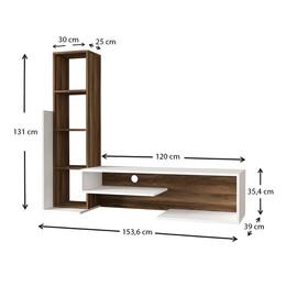 Σύνθεση Τηλεόρασης Bend Megapap από Μελαμίνη Χρώμα Λευκό - Καρυδί 153,6x39x131εκ.
