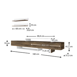 Έπιπλο Τηλεόρασης Nirvana Megapap από Μελαμίνη Χρώμα Καρυδί - Λευκό 180x31,3x41,7εκ.