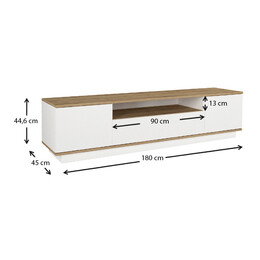 Έπιπλο Τηλεόρασης Fedya Megapap από Μελαμίνη Χρώμα Λευκό - Sapphire oak 180x45x44,6εκ.