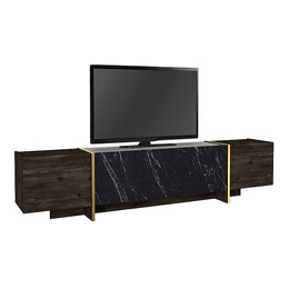 Έπιπλο Τηλεόρασης Veyron Megapap από Μελαμίνη Χρώμα Μαύρο Rebab - Μαύρο εφέ Μαρμάρου 180x32,3x45εκ.