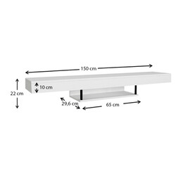Έπιπλο Τηλεόρασης Επιτοίχιο Albares Megapap από Μελαμίνη με led Χρώμα Λευκό 150x29,6x22εκ.