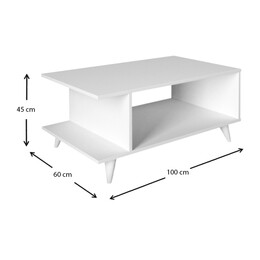 Τραπεζάκι Σαλονιού Titus Megapap από Μελαμίνη Χρώμα Λευκό 100x60x45εκ.