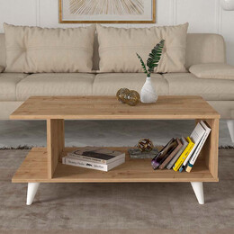 Τραπεζάκι Σαλονιού Titus Megapap από Μελαμίνη Χρώμα Sapphire oak 100x60x45εκ.