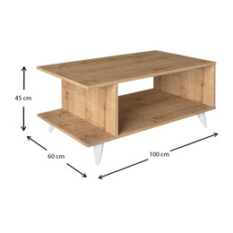 Τραπεζάκι Σαλονιού Titus Megapap από Μελαμίνη Χρώμα Sapphire oak 100x60x45εκ.