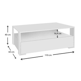 Τραπεζάκι Σαλονιού Balina Megapap από Μελαμίνη Χρώμα Λευκό 110x60x40εκ.