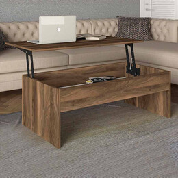 Τραπεζάκι Σαλονιού Devon Megapap με Σερβιτόρο από Μελαμίνη Χρώμα Καρυδί 110x60x44,8εκ.