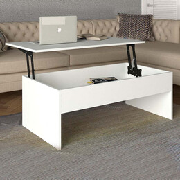 Τραπεζάκι Σαλονιού Devon Megapap με Σερβιτόρο από Μελαμίνη Χρώμα Λευκό 110x60x44,8εκ.