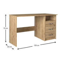 Γραφείο Εργασίας Eldoris Megapap από Μελαμίνη Χρώμα Sapphire oak 120x60x75εκ.