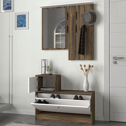 Έπιπλο Εισόδου Galina Megapap από Μελαμίνη Χρώμα Καρυδί - Λευκό 91,8x27x70εκ.