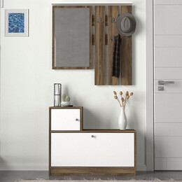 Έπιπλο Εισόδου Galina Megapap από Μελαμίνη Χρώμα Καρυδί - Λευκό 91,8x27x70εκ.