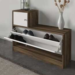 Έπιπλο Εισόδου Galina Megapap από Μελαμίνη Χρώμα Καρυδί - Λευκό 91,8x27x70εκ.