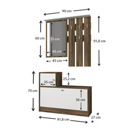 Έπιπλο Εισόδου Galina Megapap από Μελαμίνη Χρώμα Καρυδί - Λευκό 91,8x27x70εκ.