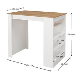 Τραπέζι Μπαρ Monaco Megapap από Μελαμίνη Χρώμα Λευκό - Sapphire oak 120x51,6x101,8εκ.