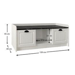 Παπουτσοθήκη Μελαμίνης Rayne Megapap Χρώμα Λευκό - Μαύρο εφέ Μαρμάρου 120x40x45εκ.