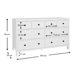 Συρταριέρα - Μπουφές Μελαμίνης Sabina Megapap Χρώμα Λευκό 160x50x96εκ.