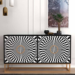 Μπουφές Μελαμίνης Gradel Megapap Χρώμα Μαύρο - Ασπρόμαυρο 150x35x83,6εκ.