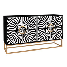 Μπουφές Μελαμίνης Gradel Megapap Χρώμα Μαύρο - Ασπρόμαυρο 150x35x83,6εκ.