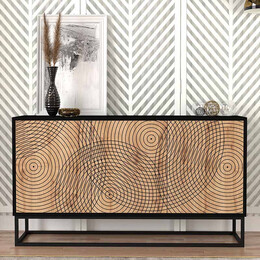 Μπουφές Μελαμίνης Themis Megapap Χρώμα Μαύρο - Sapphire oak 150x35x83,6εκ.