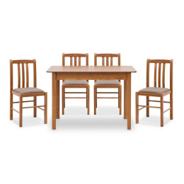 Σετ Τραπεζαρίας Bergen Megapap 5 τμχ Μασίφ Ξύλο - mdf με Επεκτεινόμενο Τραπέζι 120/150x68x77εκ.