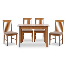 Σετ Τραπεζαρίας Bergen-Francis Megapap 5 τμχ Μασίφ Ξύλο-mdf με Επεκτεινόμενο Τραπέζι 120/150x68x77εκ.