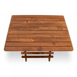 Σετ Τραπεζαρία Κήπου Queen Megapap Ξύλινη Τραπέζι 80x60εκ. - Πολυθρόνα Σκηνοθέτη Καρυδί - Εκρού Πανί S_gp045-0004,1+gp045-0001,1x4