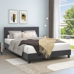 Κρεβάτι Flat Megapap Υφασμάτινο Χρώμα Ανθρακί 160x200εκ.