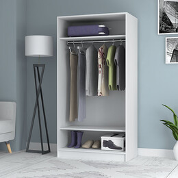 Ντουλάπα Ρούχων Misra Megapap Δίφυλλη Συρόμενη από Μελαμίνη Χρώμα Λευκό 94x52x182εκ.